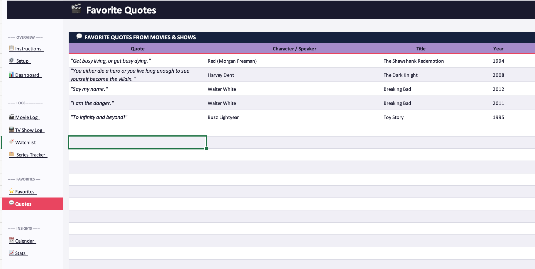 Movie and TV Shows Tracker