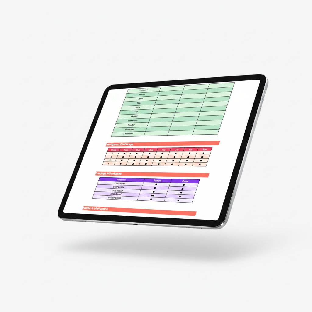 No-Spend Challenge & Milestones on iPad